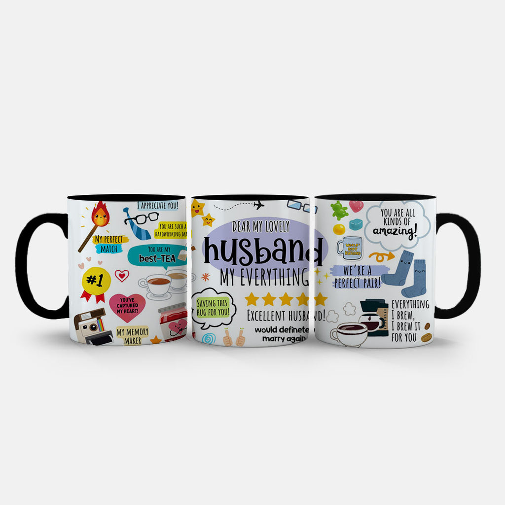 11oz Ceramic Mug Yellow - Bright cheerful mug design celebrating marriage and togetherness