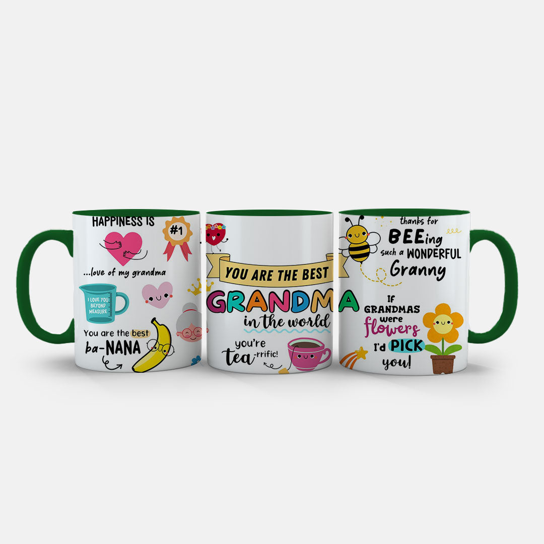 11oz Ceramic Mug Blue - Ceramic mug featuring feel-good grandma quotes and award ribbon design element