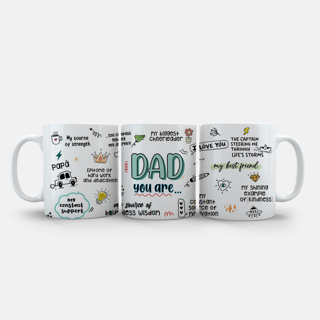 11oz Ceramic Mug Purple - Celebratory dad mug with cheerful artwork and heartfelt messages