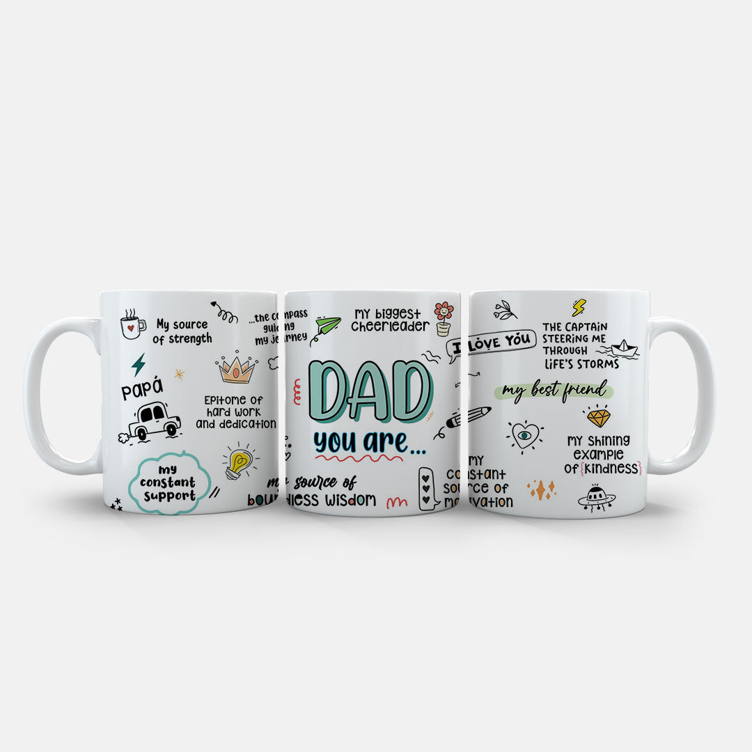 11oz Ceramic Mug Purple - Celebratory dad mug with cheerful artwork and heartfelt messages