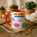 11oz Ceramic Mug White - Colourful daily affirmations design with motivational quotes in speech bubbles