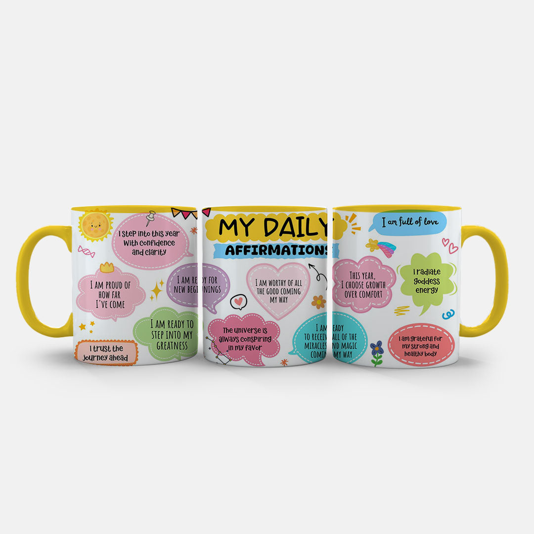11oz Ceramic Mug White - Motivational daily affirmations ceramic mug with goddess energy message