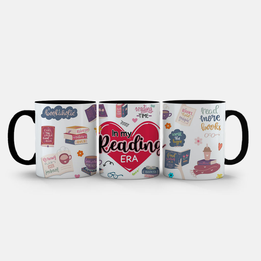 11oz Mug Colours - Literary themed ceramic mug with red heart centerpiece