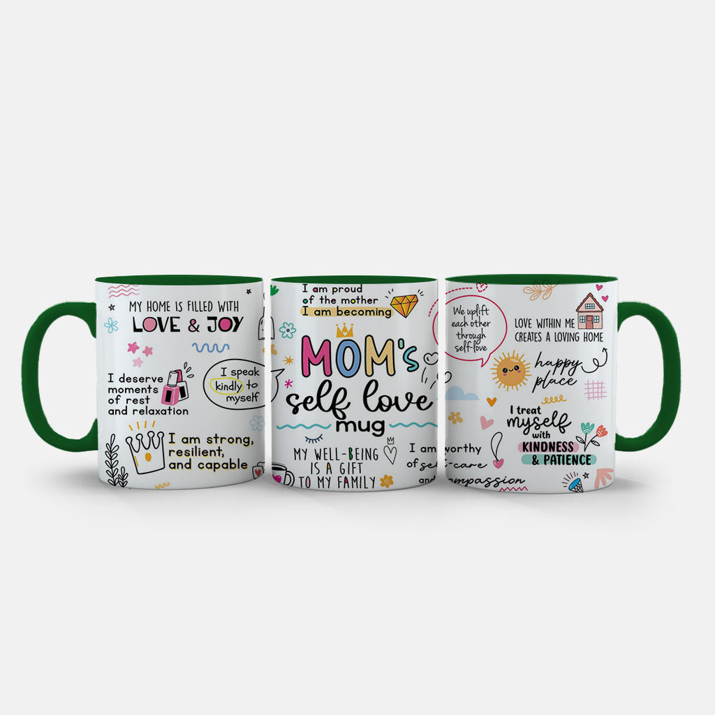11oz Ceramic Mug Blue - Inspirational mum affirmations with cute sun, house and flower illustrations
