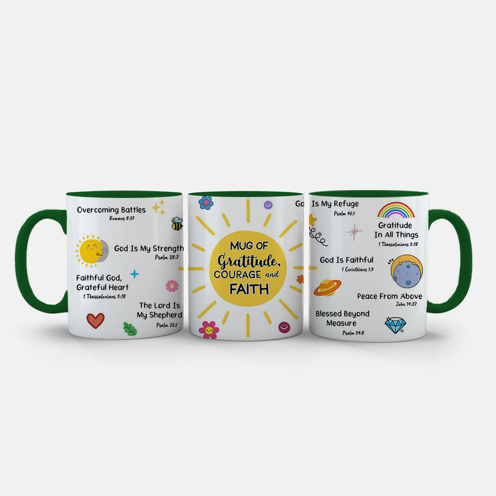11oz Mug Yellow - Uplifting mug showing sun and floral elements throughout