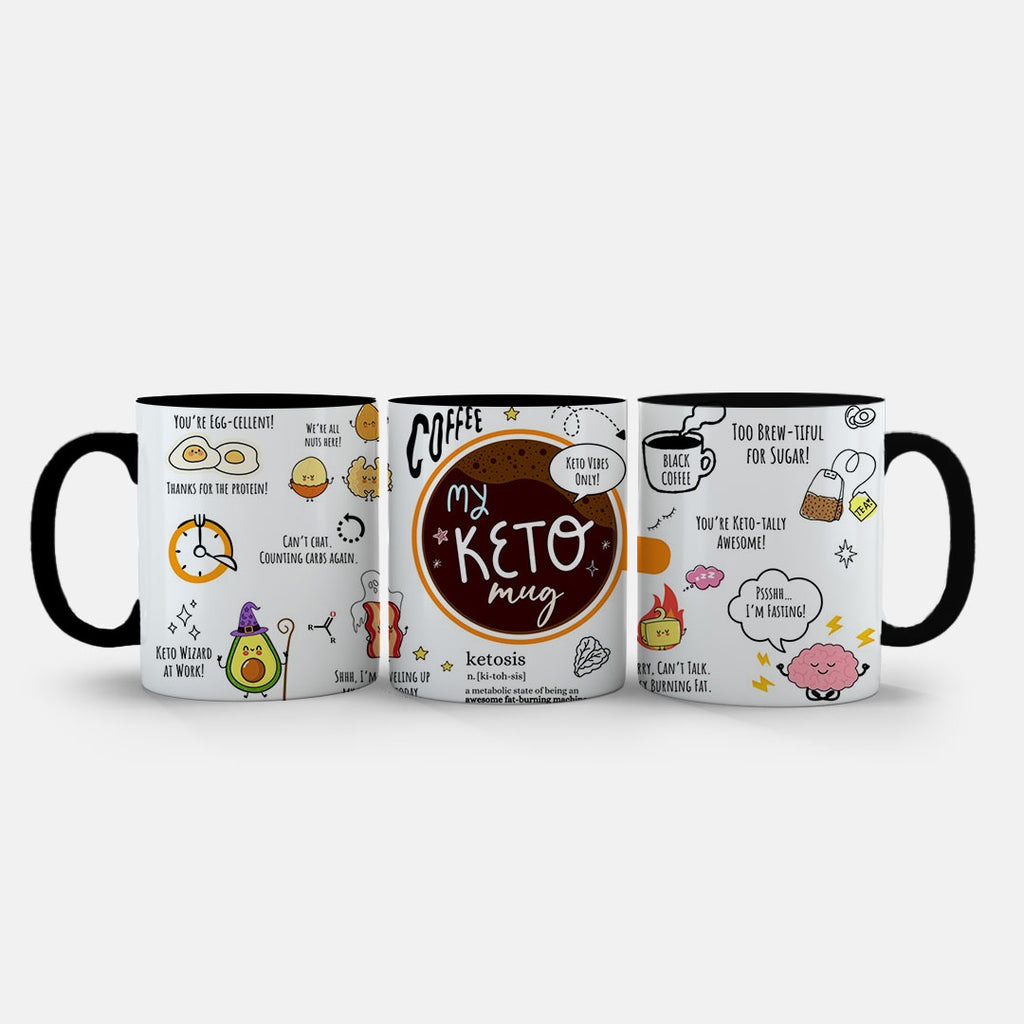 11oz Ceramic Mug Pink - My Keto Mug ceramic mug with colourful illustrations and keto jokes