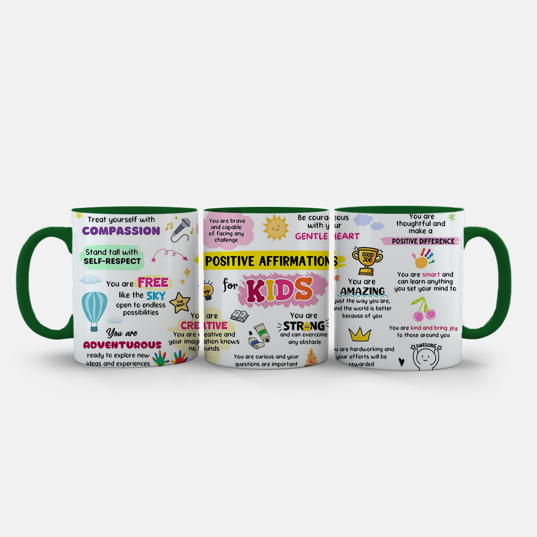 11oz Mug Colours - Ceramic mug with children's affirmations design in bright playful colours