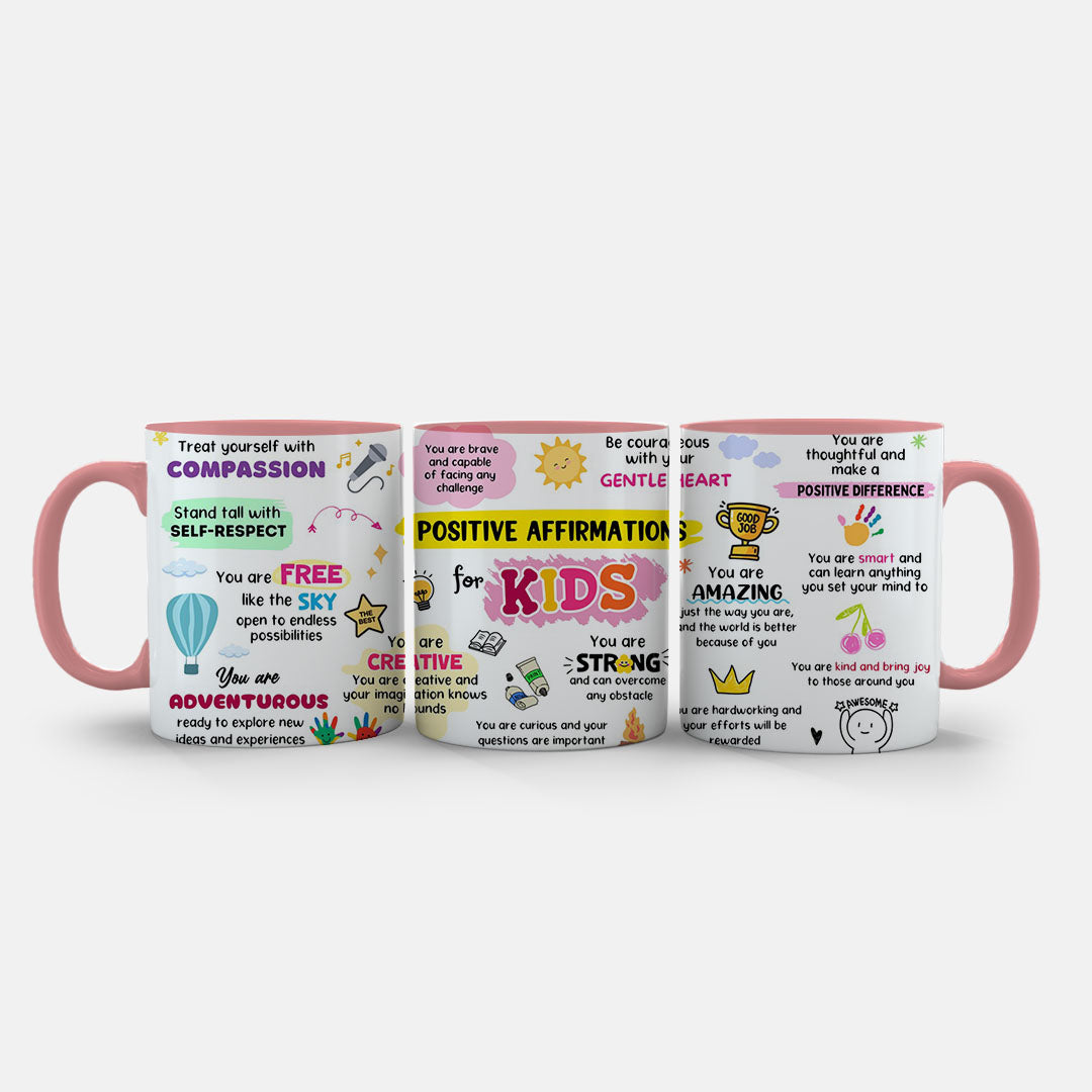 11oz Mug Colours - Children's confidence mug with bold affirmations and cheerful decorative elements