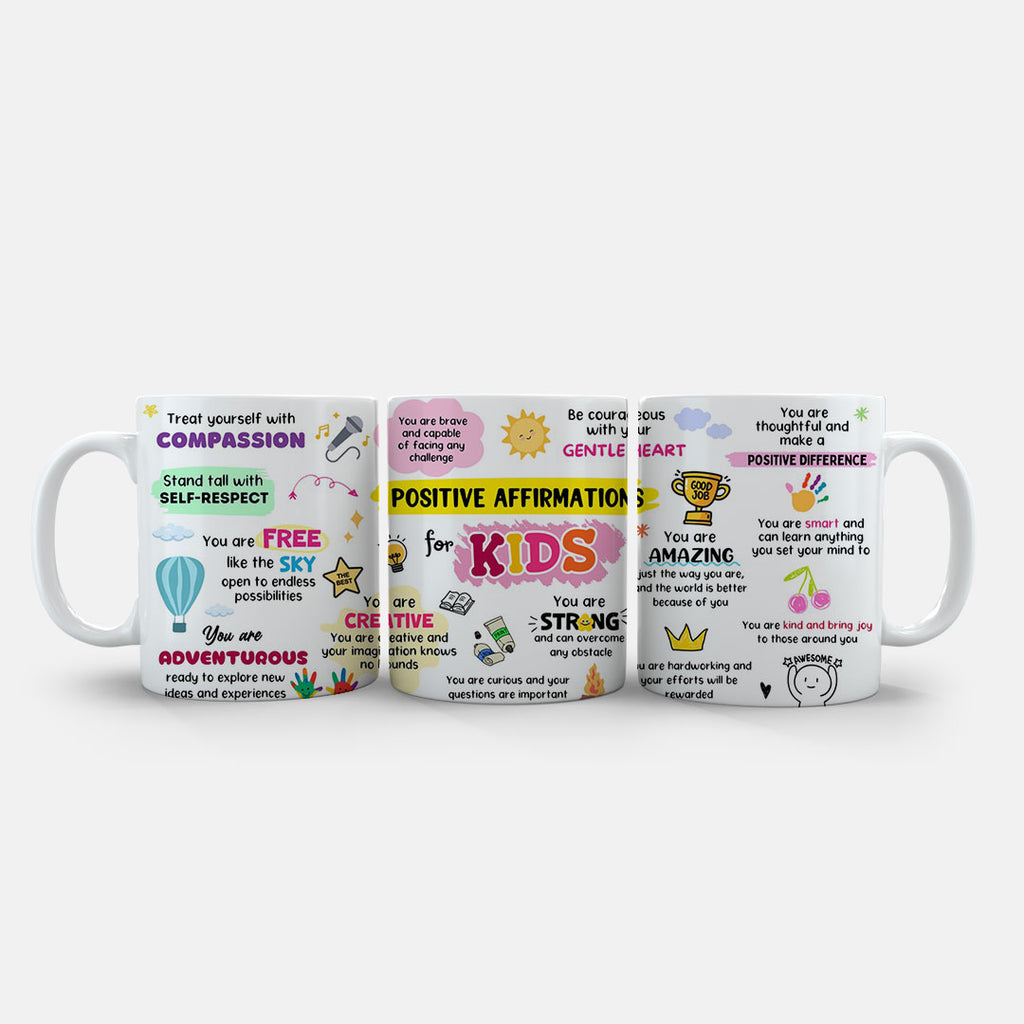 11oz Mug Colours - Positive affirmations ceramic mug for kids in vibrant multicoloured design