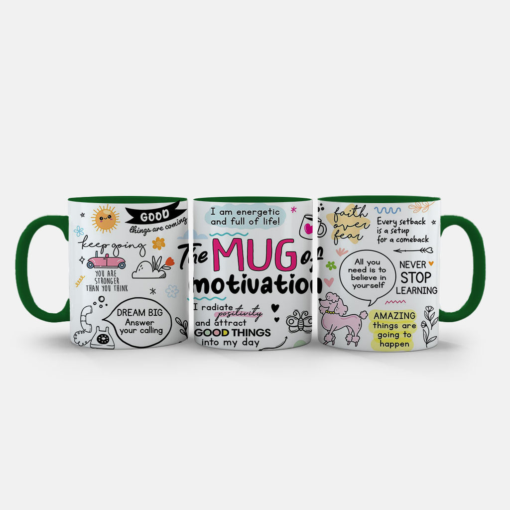 11oz Ceramic Mug Pink - Inspirational mug with learning and personal growth messages and colourful graphics