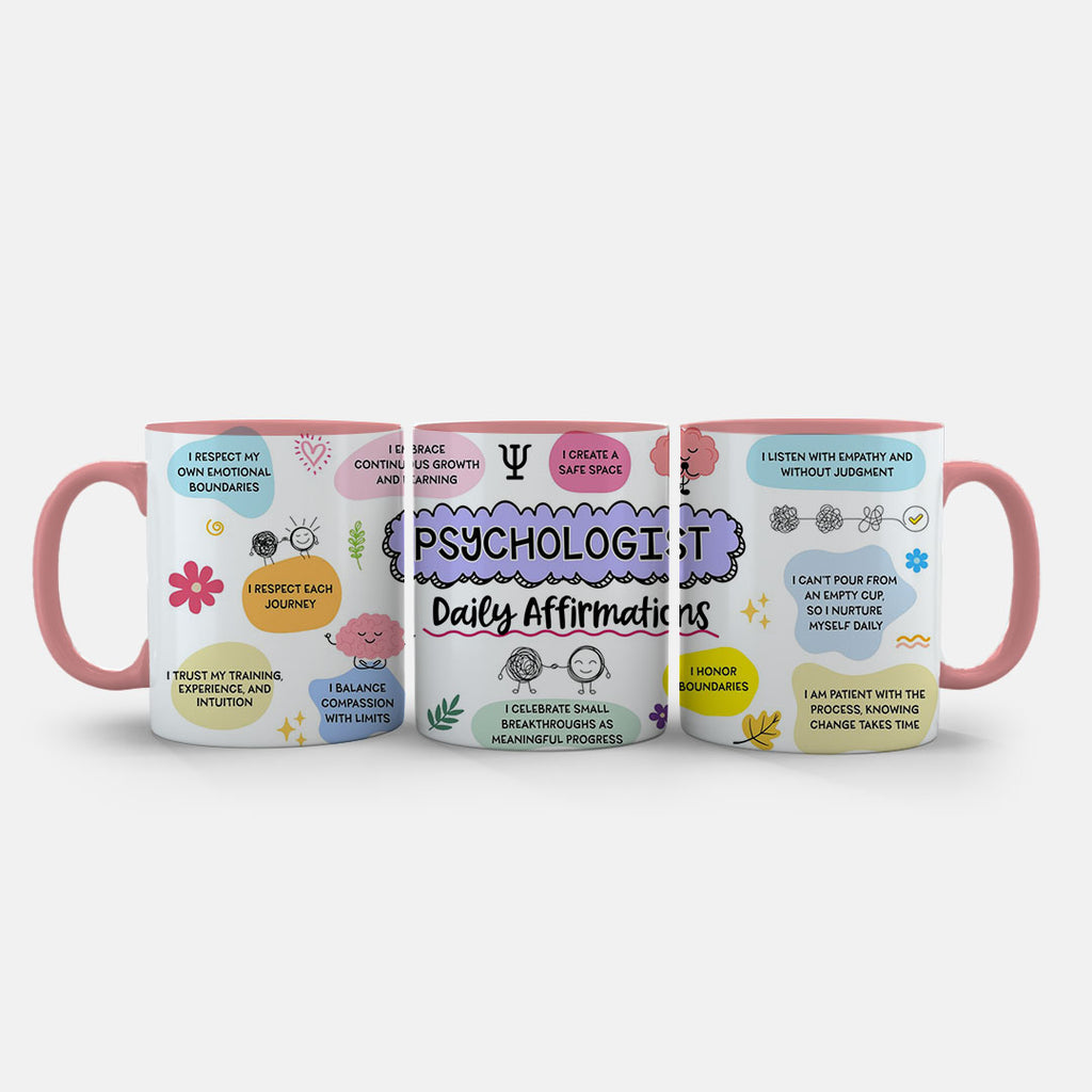 11oz Mug Colours - Pastel-coloured speech bubbles with positive psychology affirmations for therapists