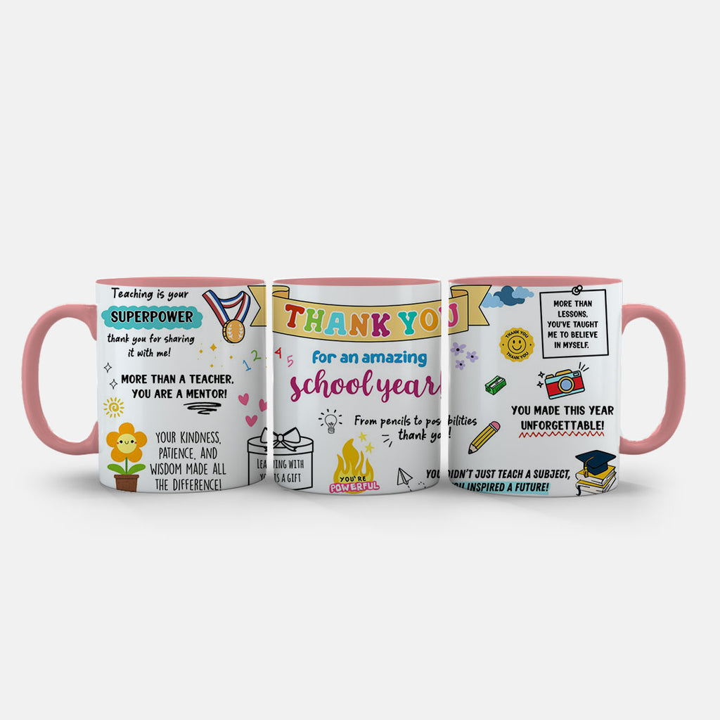 11oz Ceramic Mug Purple - teacher mentor mug with inspiring quotes and hand-drawn elements