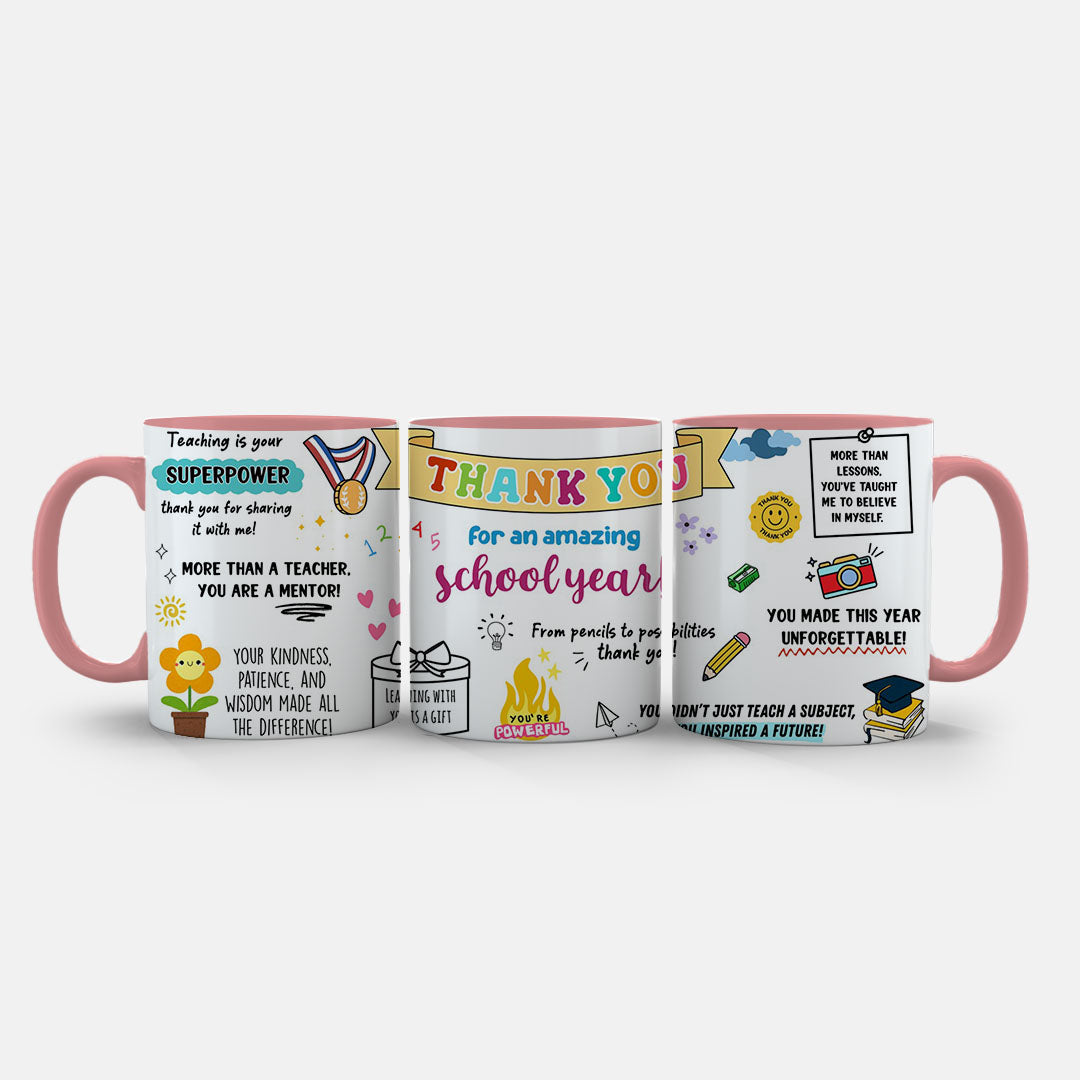 11oz Ceramic Mug Purple - teacher mentor mug with inspiring quotes and hand-drawn elements