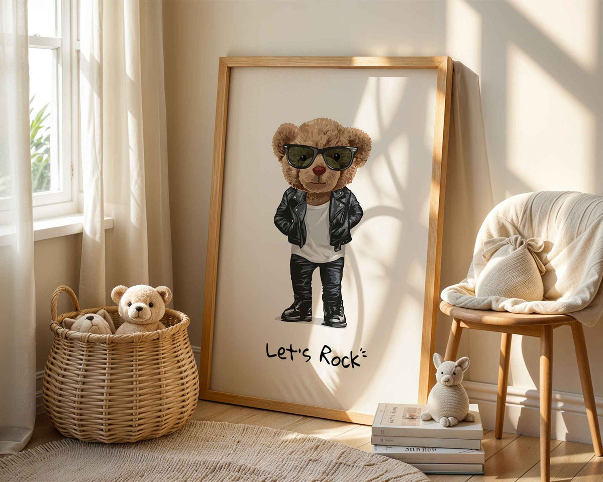 Cool Bear Rockstar Character Nursery Poster