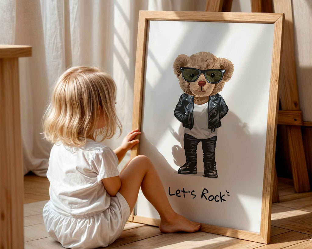 Cool Bear Rockstar Character Nursery Poster