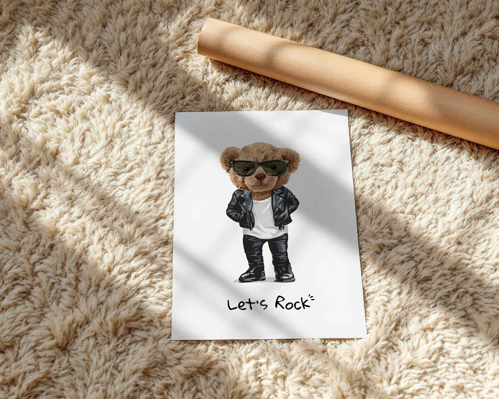 Cool Bear Rockstar Character Nursery Poster