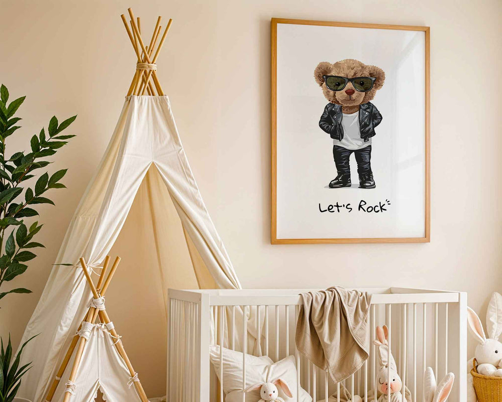 Cool Bear Rockstar Character Nursery Poster
