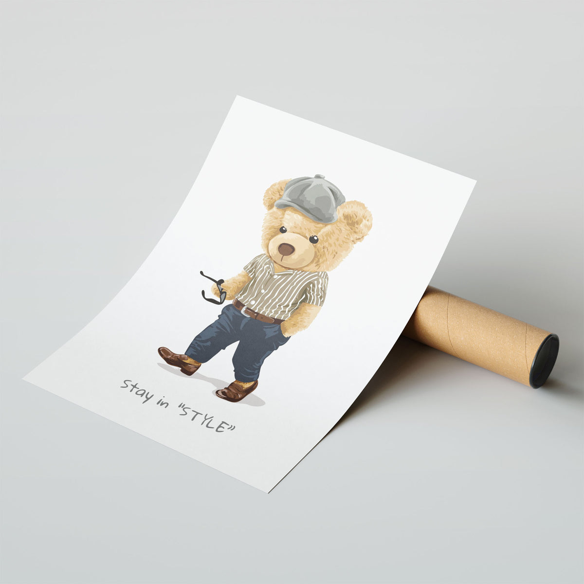 A-Sized Prints Nursery - Cute animal character print featuring dapper bear with accessories