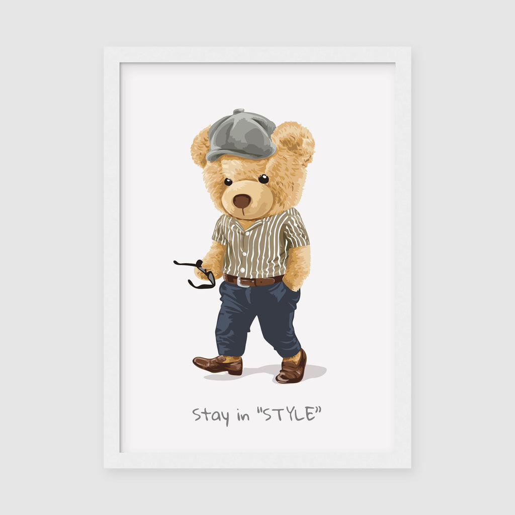 A-Sized Prints Nursery - Charming teddy bear illustration in neutral colours on enhanced matte paper