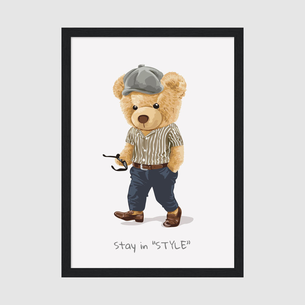 A-Sized Prints Nursery - Playful nursery art featuring fashionable bear character with message print