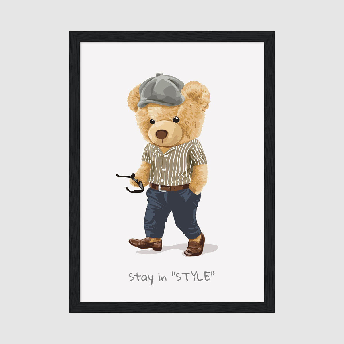 A-Sized Prints Nursery - Playful nursery art featuring fashionable bear character with message print