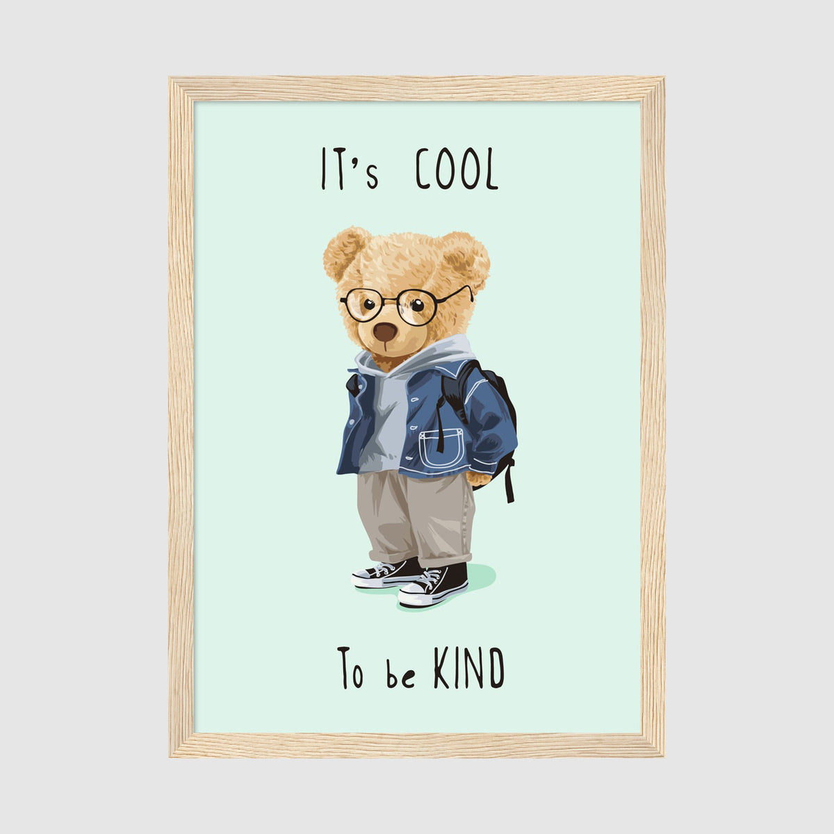 A-Size Poster - Whimsical bear design with motivational text on pale mint-green A-Size poster