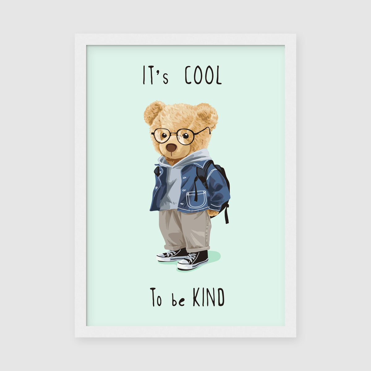 A-Size Poster - Playroom-ready illustration of kind teddy bear in glasses on archived matte paper