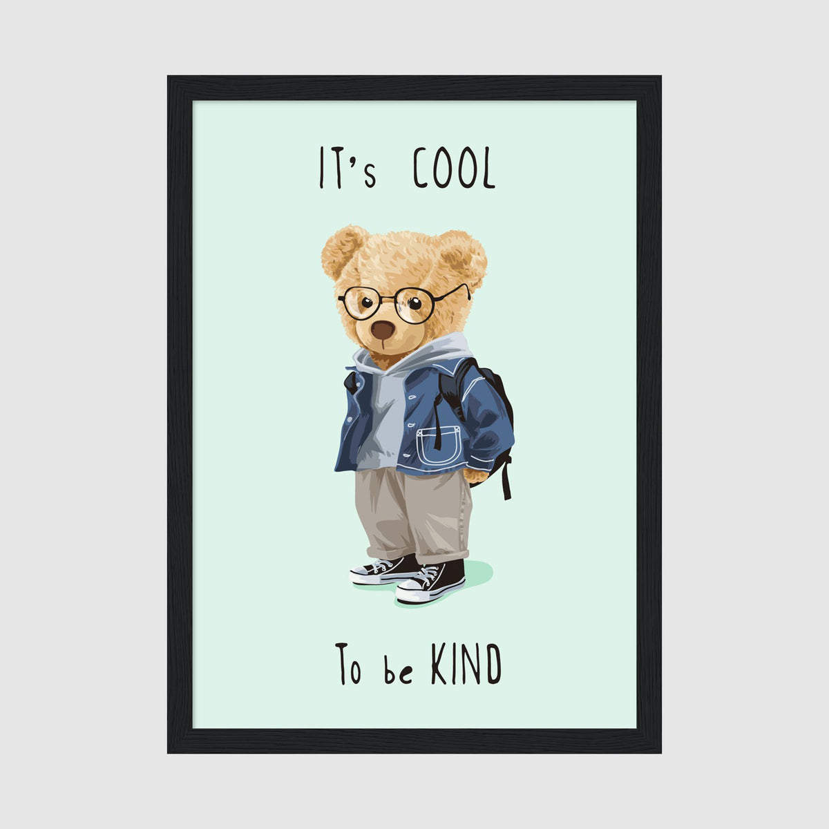 A-Size Poster - Charming animal artwork with kindness message perfect for child's bedroom wall