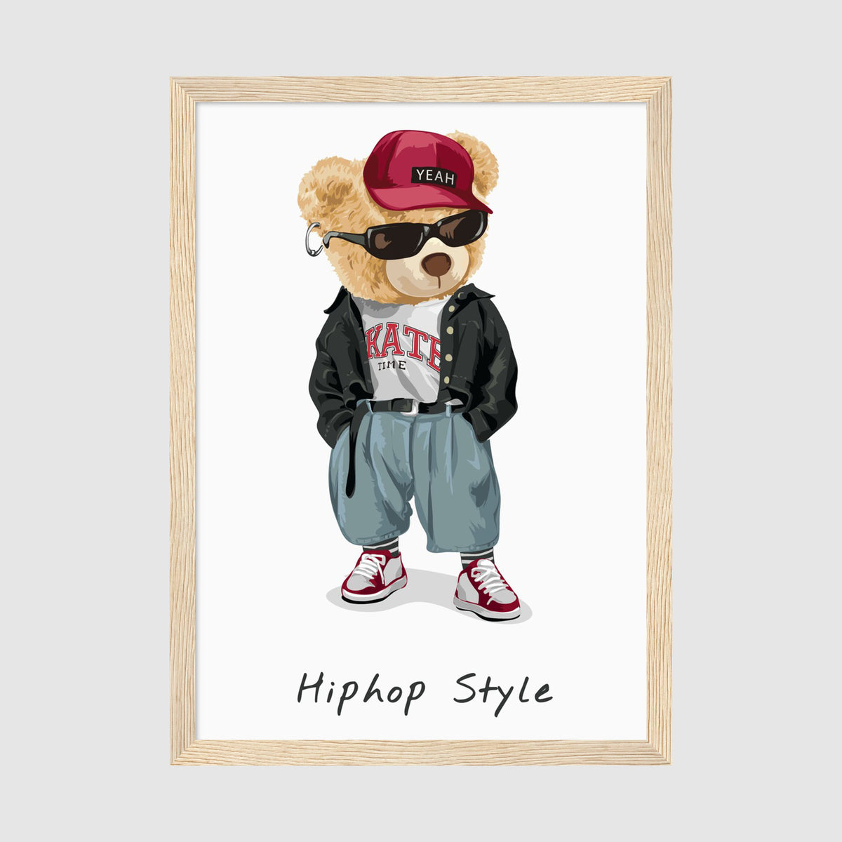 A4 Poster - Cool character bear with sunglasses on matte poster paper in natural light