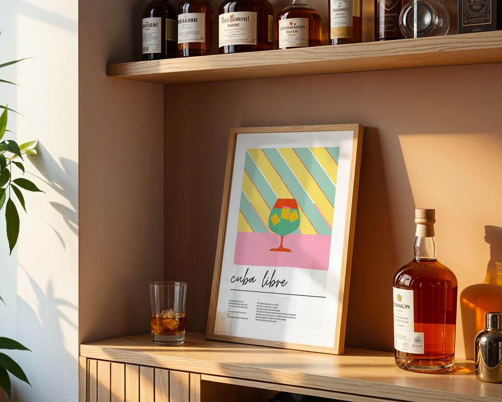 Enhanced Archival Matte A4 Print - Unframed Cuba Libre art print with retro cocktail design