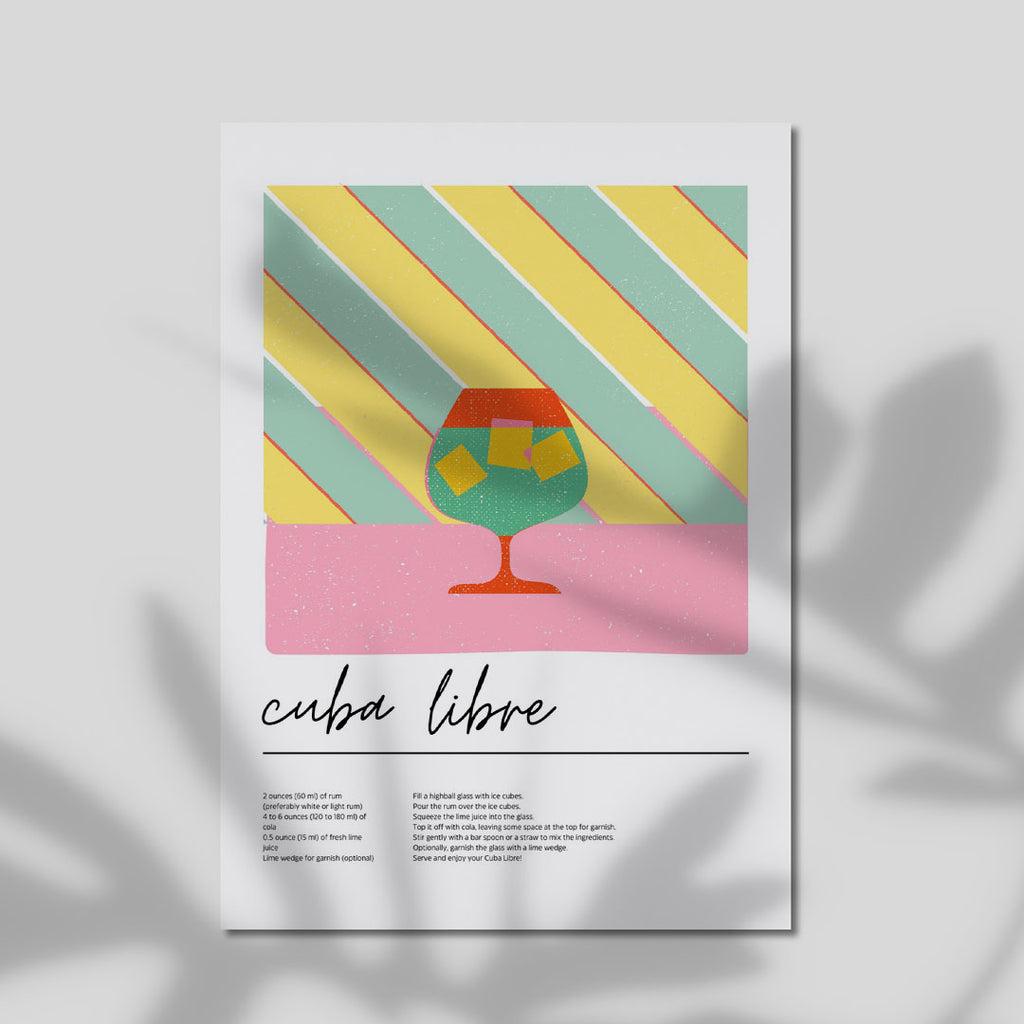 Enhanced Archival Matte A4 Print - Black-framed Cuba Libre print with speckled texture