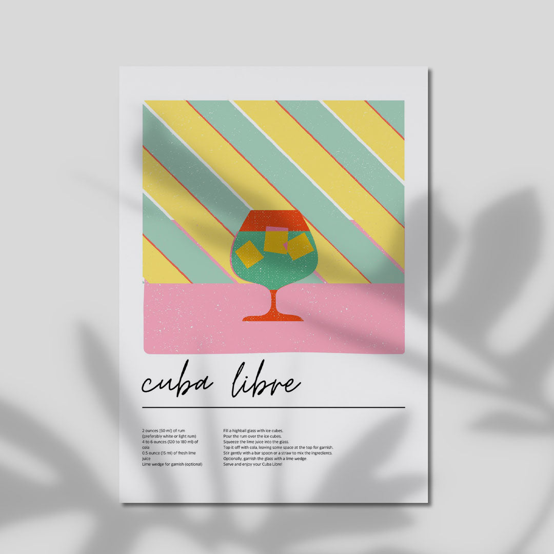 Enhanced Archival Matte A4 Print - Black-framed Cuba Libre print with speckled texture
