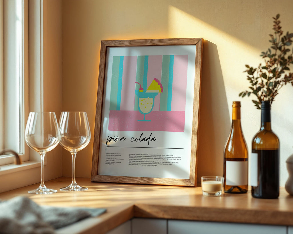 Piña Colada Cocktail Kitchen Art Print | Framed Pop Art