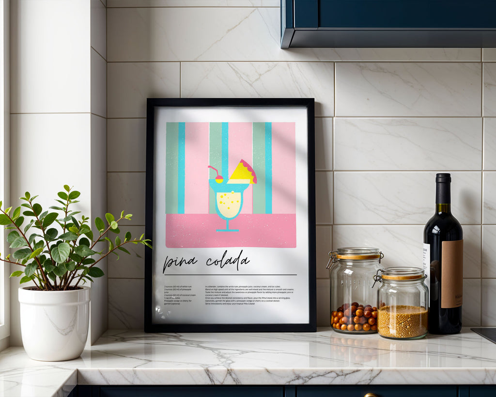 Piña Colada Cocktail Kitchen Art Print | Framed Pop Art