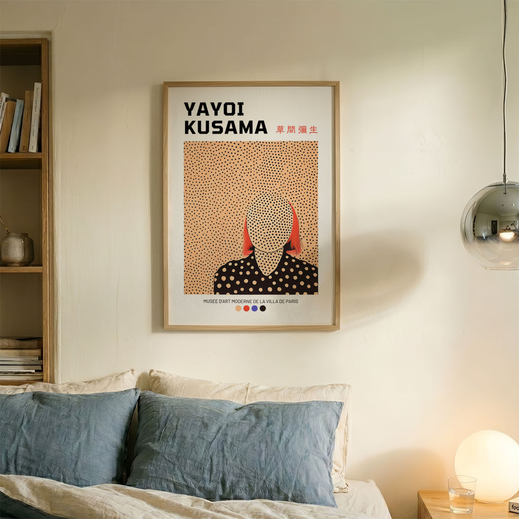 A-Sized Bedroom Portrait - Wall art print displaying infinite dot pattern and mysterious figure