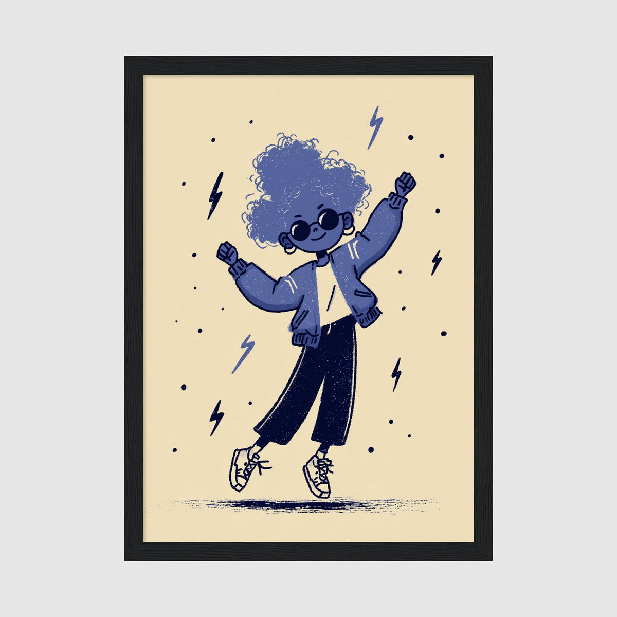 A-Sized Print Nursery - Quirky kid character celebrating with lightning bolts