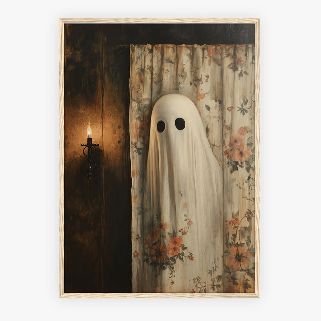 Lifestyle Posters A4 - Mounted A4 print showing haunting figure against faded historical wallpaper