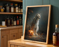 Lifestyle Posters A4 - Lynx portrait with carved pumpkin and autumn leaves