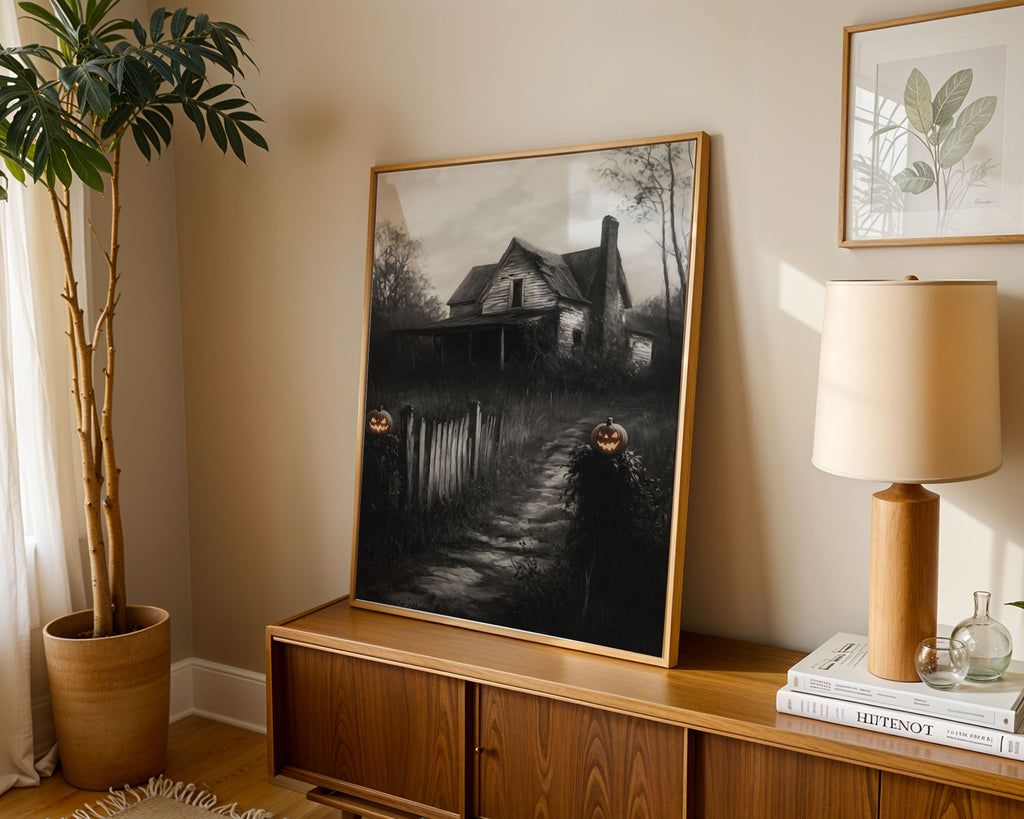 Lifestyle Posters A4 - Atmospheric halloween scene with creeping vines and pumpkins