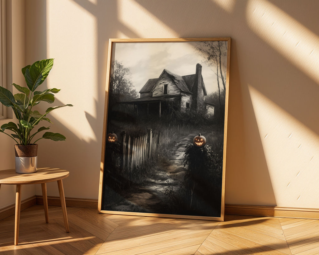Lifestyle Posters A4 - Eerie gothic building artwork against stormy grey sky