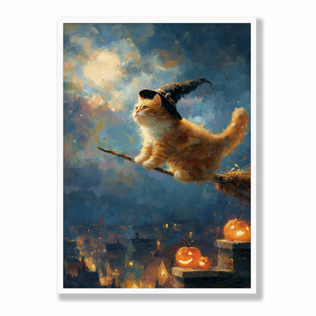 SKU PP-EAM-A4 - Fantasy artwork showing tabby cat wizard against starry night sky