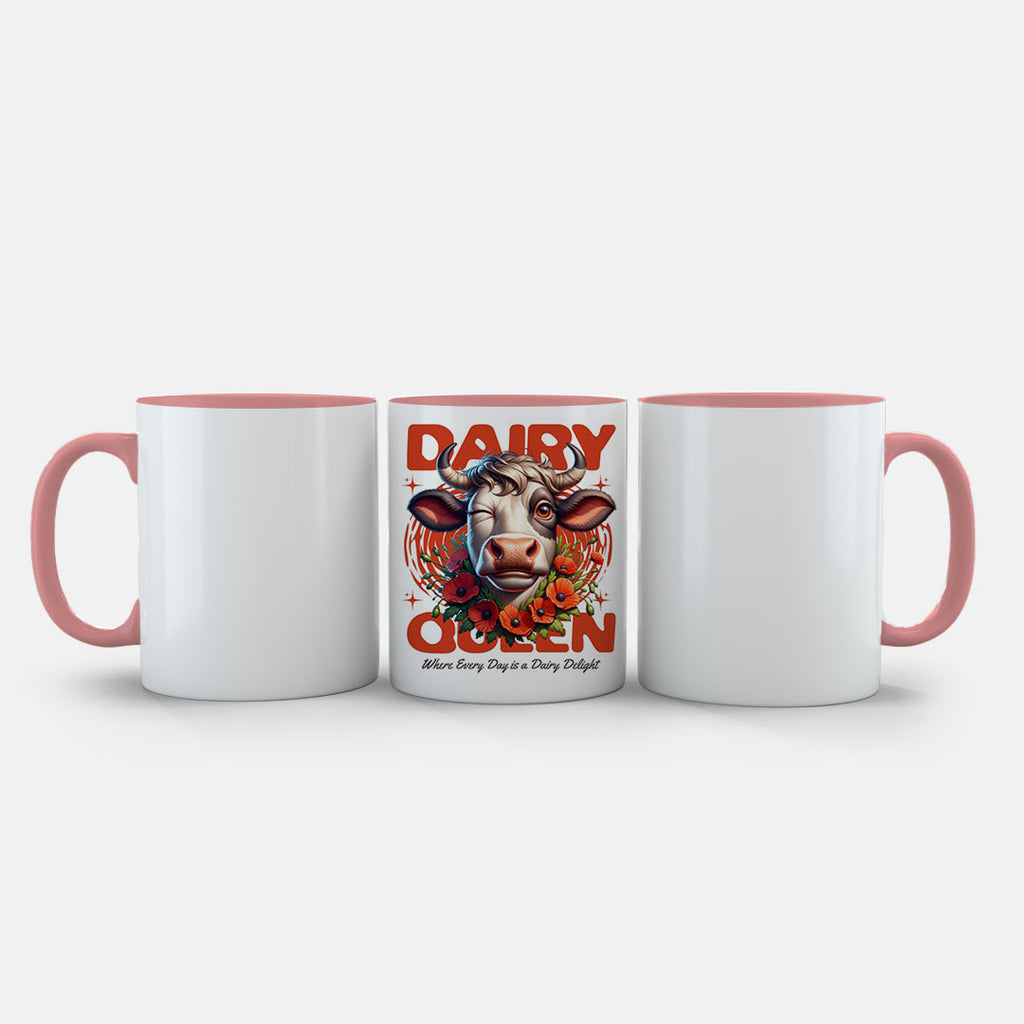 11oz Ceramic Mug Navy - Striking Dairy Queen artwork with cream cow and vibrant red flowers