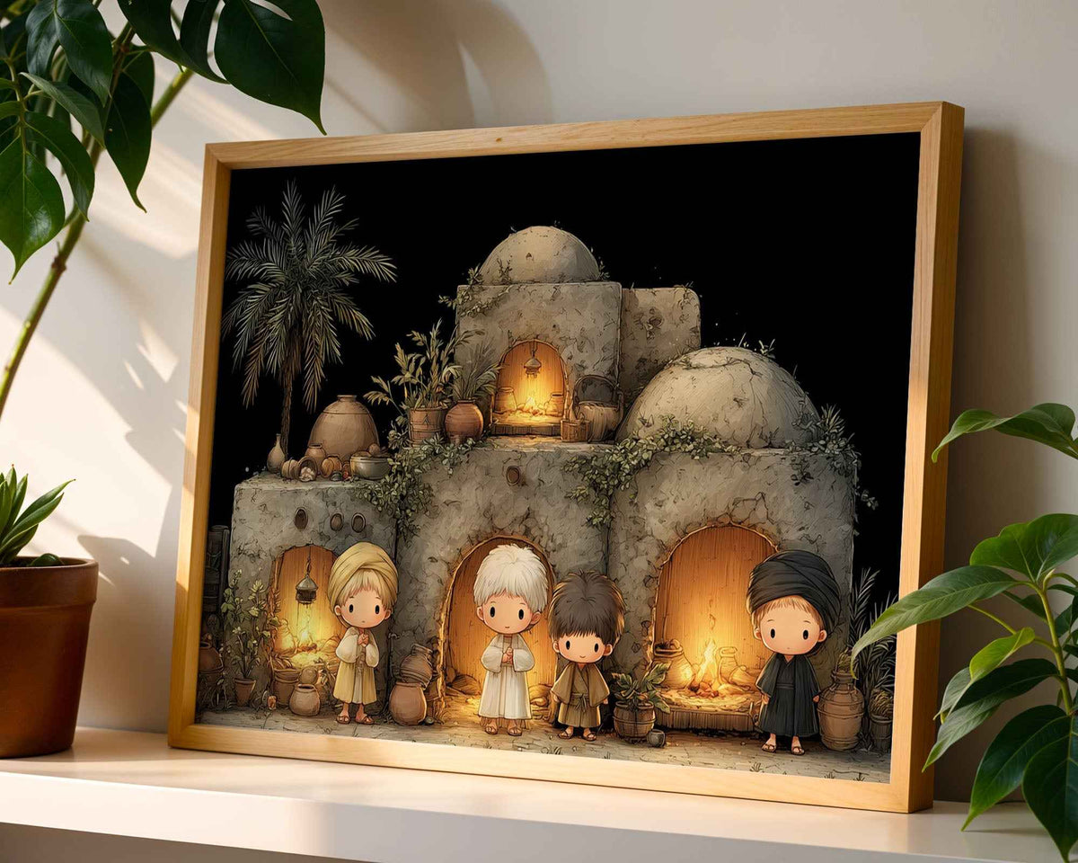 Desert Community – Warm Earth Tone Illustration Print