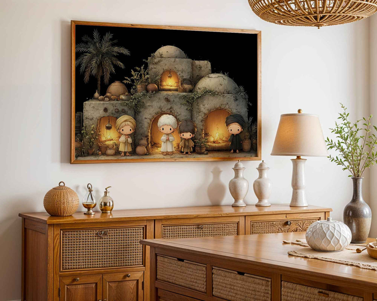 Desert Community – Warm Earth Tone Illustration Print