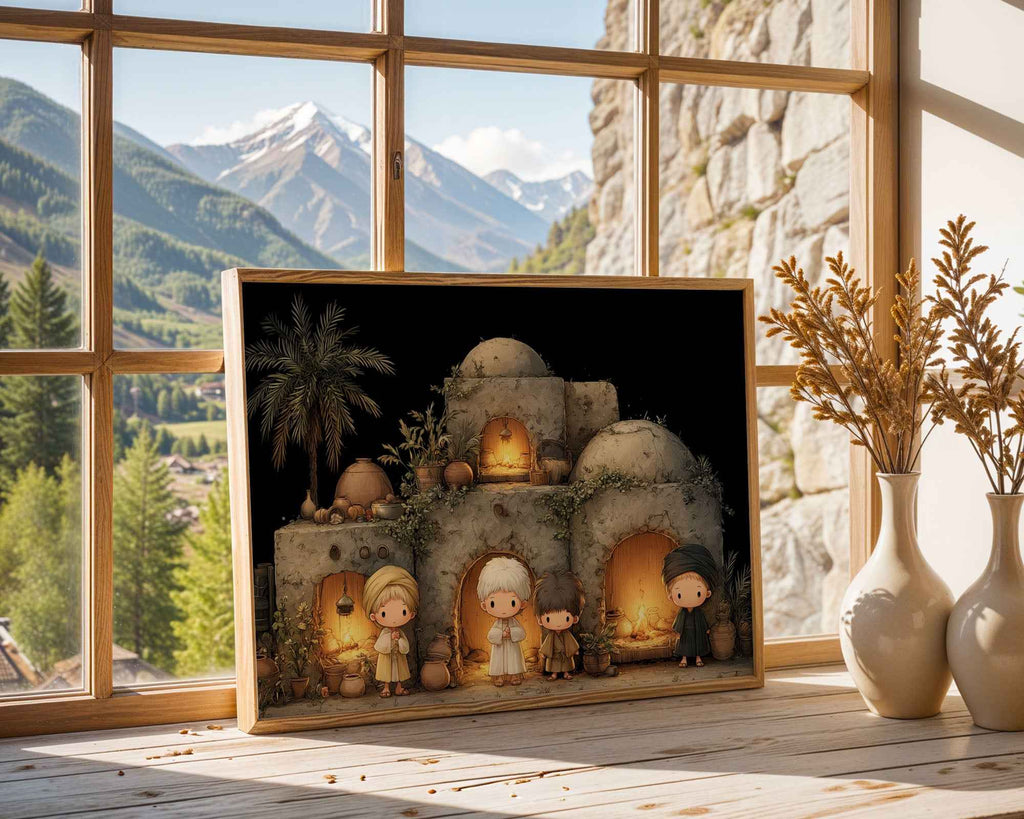 Desert Community – Warm Earth Tone Illustration Print