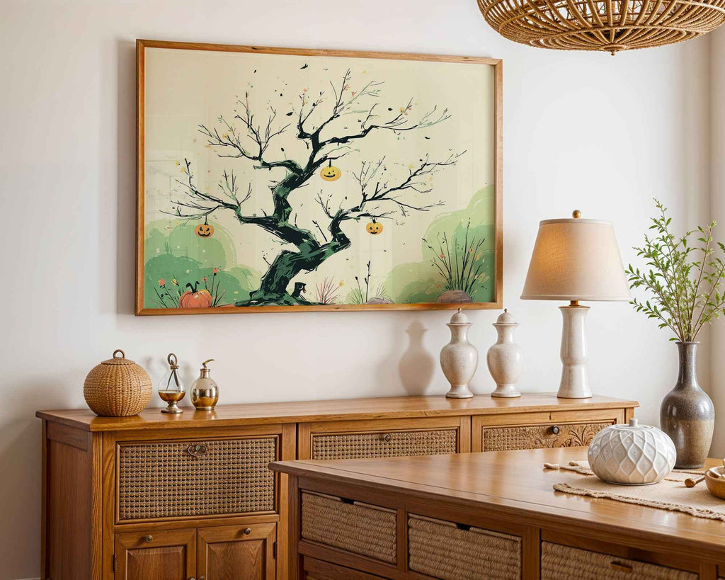 Halloween Tree with Jack-O’-Lanterns – Wall Art Print