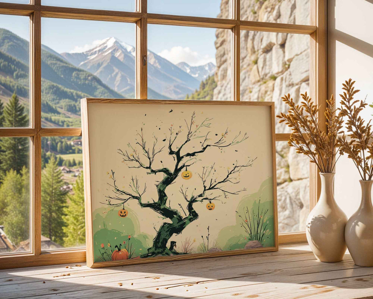 Halloween Tree with Jack-O’-Lanterns – Wall Art Print
