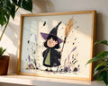 Little Witch with Broomstick – Children’s Wall Art Print