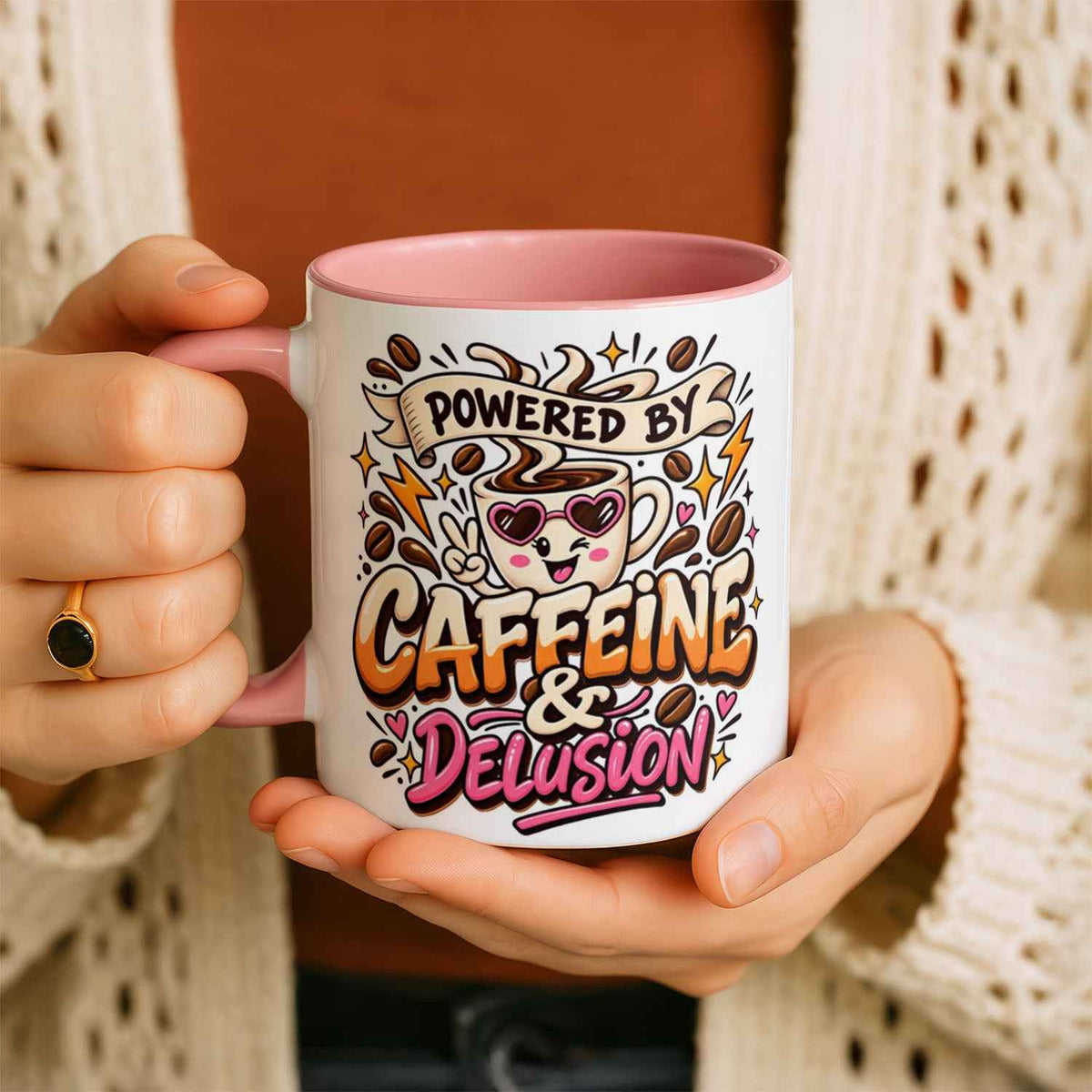 Powered by Caffeine & Delusion Mug