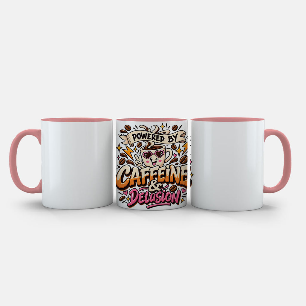 11oz Ceramic Mug Purple - Playful coffee addict design with lightning bolts and vintage coffee aesthetic